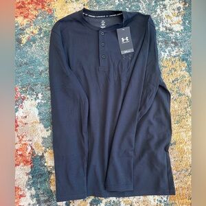 Under Armour Men’s long sleeve brand new with tags black half button up shirt L
